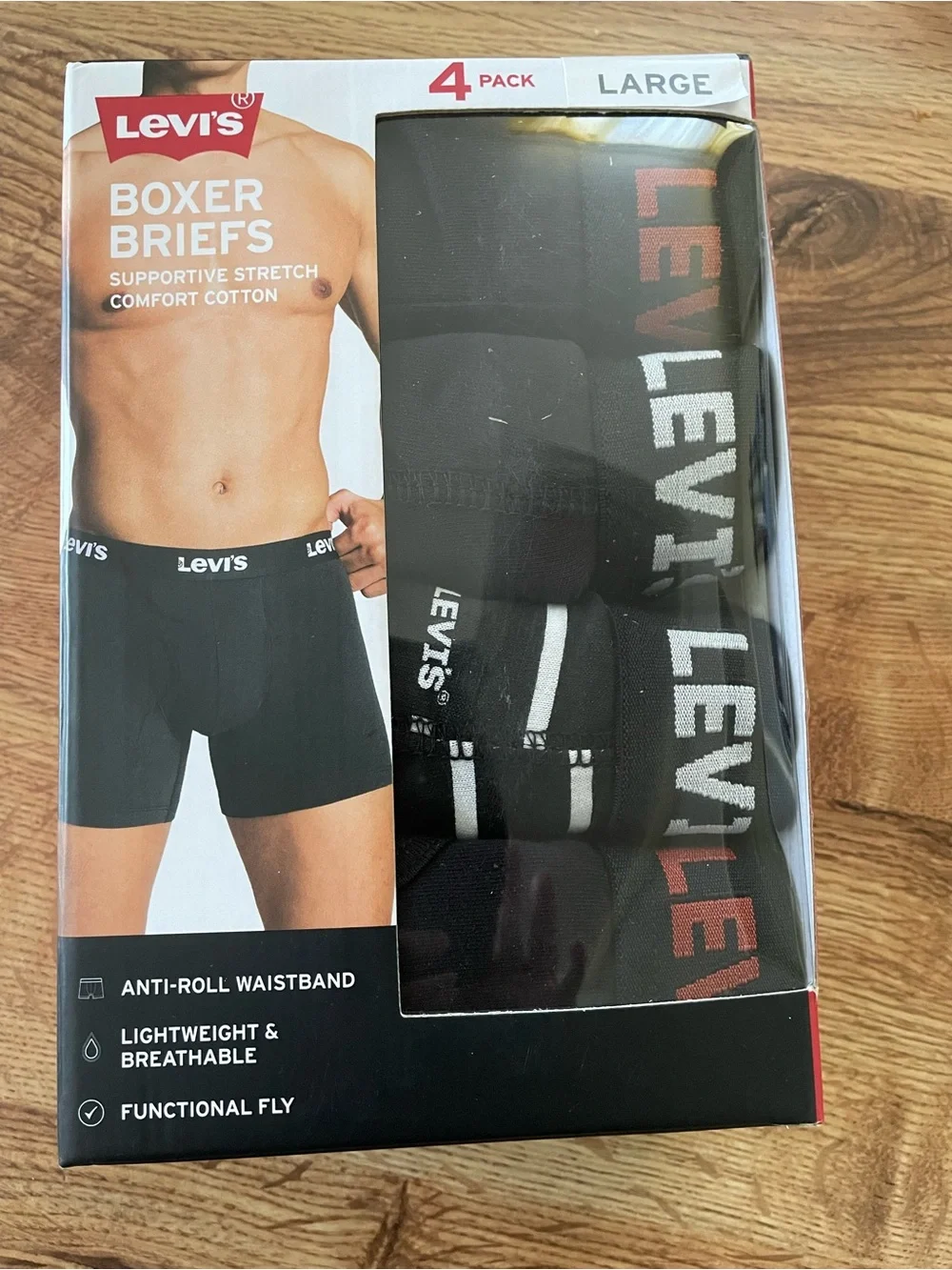 Levi's Black Boxer Briefs 4-Pack with Logo Waistband